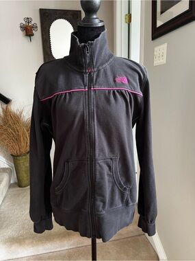 The North Face Black Y2K Full Zip Track Jacket with Pink Trim Women’s Large